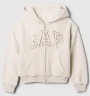 NWT Gap Kids Girls Logo Zip Hoodie Jacket Lined Sherpa ivory Medium 8 $54.95