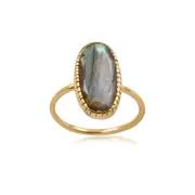 Neo Ring in Sterling Silver with Labradorite - Elegant Jewellery in Australia