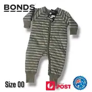 Bonds Padded Zip Wondersuit Size 00 (3-6 Months) khaki Colour Thick & Warm