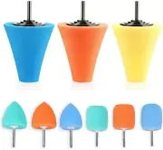 1/3/6/9Pc Cone Polishing Pads Sponge Waxing Foam Buffing Kit Car Clean for Drill