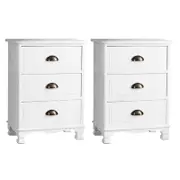 Artiss 2x Bedside Table Bedroom 3 Drawers