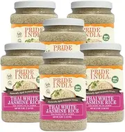 Pride Of India - PACK of 6 - Thai White Jasmine Rice - Fragrant Hom Mali Rice, 3 lbs Jar