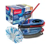 O-Cedar Easy wring Rinseclean Microfiber Spin Mop & Bucket Floor Cleaning System