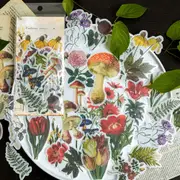 60 Sheets/Pack Decorative Vintage Journal Diary Gold Skull Paper Flower Plant Stickers Scrapbooking Flakes Stationery