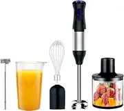 Immersion Blender Handheld, 4 in 1 Variable Speed Multifuctional Blender,Stainless Steel Petal Blade with Milk Frother for Juicing, Grinding,Whipping Cream,Baby Food,1000W,700 ml Beaker