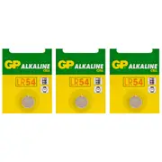 3pc GP LR54/A89 Alkaline 45MAH 1.5V Battery Button Cell/Coin f/Hearing Aids/Toys