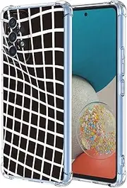 [JDYGWK] for Samsung A53 5G Galaxy A53 5G Case Clear Flower Pattern,Soft TPU Silicone,Thin,Shockproof,Anti-Scratch Protective Cover for Samsung Galaxy A53 5G,Black White Checkered