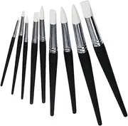 9Pcs Silicone Rubber Shapers Clay Sculpture Tools Silicon Color Painting Brushes