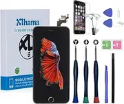 Xlhama Replacement Touch Screen LCD Display for iPhone 6 Plus Black 5.5 Inch with Repair Tool, Front Camera, Proxidation Sensor, Speaker, Tempered Glass Film