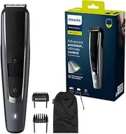 Philips Beardtrimmer Series 5000 Corded/Cordless Beard Trimmer with Lift and Trim PRO System, 0.2mm Precision Settings and 90 Min Cordless Use, Silver, BT5502/15