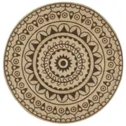 vidaXL Handmade Rug Jute with Dark Brown Print 150 cm