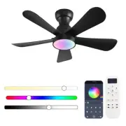 36inch Ceiling Fans with Lights and Remote/App Control, Flush Mount Ceiling F...