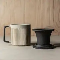 在飛比找momo購物網優惠-【上作美器】直紋泡茶杯550ml-米褐色(附茶隔蓋子 蓋杯 