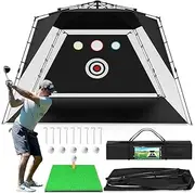 Golf Net,Golf Practice Net with Heavy Base Turf Mat,Easy to Install 10x7.5FT Hitting Aid for Backyard Driving Chipping Swing Training, for Men, Dad