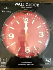 Sempre Quartz Wall Clock Quiet Clockwork Red with White No. Battery included