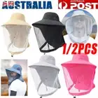 1/2PCS Mosquito Insect Head Net Mesh Protector Hat Fly Bee-Bug Outdoor Fishing