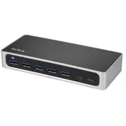 StarTech.com 7 Port USB-C Hub with Fast Charge Port USB-C to 5x USB-A 2x USB-C (USB 3.0 SuperSpeed 5Gbps) - Self Powered USB 3.1 Gen 1 Type-C Hub w/ Power Adapter - Desktop / Laptop Hub [HB30C5A2CSC]