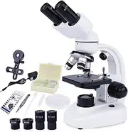 40X-1000X Binocular Compound Microscope with Microscope Slides Phone Holder and Specimen Preparation Kits, Compound Binocular Microscopes for Home Educational/Hobby Use