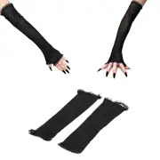 Spider Web Arm Sleeves Gloves Fancy Dress Up Halloween Costume Accessory Cos CR