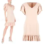STELLA MCCARTNEY DRESS MIRANDA RUFFLE SLEEVE SKIRT PINK $1,166 sz IT 44 US 8