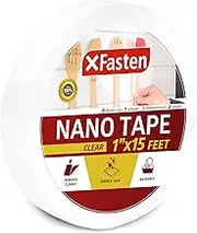 XFasten Reusable Double-Sided Nano Tape, 1-Inch X 15 Feet (25.4mm x 4.57m), Multifunction, Movable, Traceless, Washable Double-Sided Gel Mat Grip Adhesive Tape | Bathroom, Kitchen Silicone Grip Nano Tape