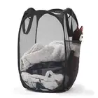 TECHMILLY Collapsible Mesh Pop Up Laundry Hamper with Sturdy Handles and Side...