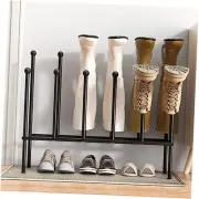 Free Standing Shoe Racks - Black Metal Boot Rack, Shoe Organizer for Dorm