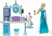Disney Princess Disney Frozen Toys, Dessert Playset with Elsa Doll, Olaf Figure, 2 colours Dough and 10+ Play Pieces, Inspired by Disney Frozen Movies