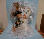 NEW Vintage Western Bride And Groom Wedding Cake Topper Horse Shoe Good Luck