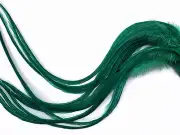 6 Pieces - Solid Peacock Green Thick Long Rooster Hair Extension Feathers