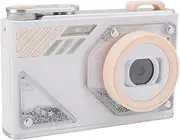 Digital Camera, Autofocus FHD 1080P 48MP Camera with 8X Zoom, Front Rear 2 Lens, Anti Shake, Fill Light, Unique Shining Design, Compact Small for Boys Girls (White)