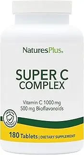 NaturesPlus Super C Complex - 1000 mg, 180 Vegetarian Tablets - High Potency Vitamin C Immune Support Supplement, Antioxidant - Fast Acting - Gluten-Free - 180 Servings