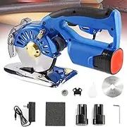 5-Speed Cordless Electric Fabric Cutter, 125mm Octagonal Alloy Blade with 2 X 2500mah Batteries, Professional Rotary Cutting Machine for Quilting, Leather, Fashion Design & Crafting