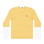 [COMME des GARCONS PLAY] 男士條紋小號紅心 T 卹
