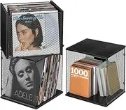 ELITEROO Storage Organizer Vinyl Record Holder, Grid Wooden Record Crate, Stackable Album Storage for Vinyl Records, Lp Storage Box Case Record Cabinet, Rustic Black