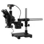 AmScope 7X-45X Trinocular Zoom Stereo Boom Microscope +18MP Camera + Ring Light