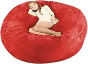 Bean Bag Chair Cover (No Filler) for Adults Comfy Faux Fur Sofa Bed Cover Large Machine Washable Sofa Cover for Bedroom Living Room,WineRed-6FT(150 * 85cm)