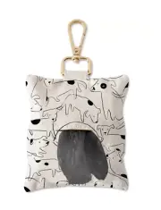 Petshop Fringe Nosy Dog Spot Canvas Dog Waste Bag Holder Keychain Dispenser