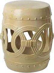 Ceramic Drum Table Decorative Garden stools, Decorative Ceramic Garden Stool, Hollow Eight-Sided to The Wealth of Copper Stool for Shoes, Suitable for Outdoor Garden,(Kiln Yellow)