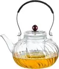 Glass Teapot with Removable Infuser, Stovetop Safe Tea large, Clear