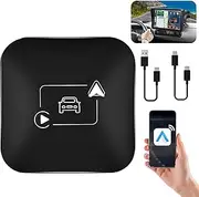 2 in 1 Android Auto Wireless Adapter, [Convert Wired to Wireless] Wireless Apple Carplay Adapter Wireless Android Auto Car Adapter, Plug&Play Carplay Box Carplay Dongle Mini Wireless Car Play Adapter