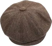 [ANDRESLAD] Fashion Beret Women's Octagonal Hat Warm Cap Retro Style Beanie Hat Ponytail Cap Light Brown
