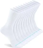 [shnn] 10 Paris Womens Crew Socks Casual Athletic LightWeight Thin Socks Shoe Size 5-9, White, 5-9