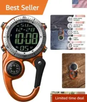 Digital Backpacker Clip Watch, Alarm, Stopwatch, Timer and Dual Time, Fob Wat...