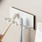Self-adhesive Toilet Hanger Shelf 5 Slots Toothbrush Organizer Bathroom