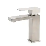Brushed Stainless Steel Square Basin Mixer Sink Tap Faucet Spout Lead Free Wels
