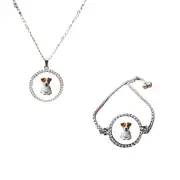 Set Of 2 Jack Russell Dog Pet Silver Colour Bracelet And Necklace + Gift Boxes