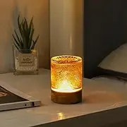GZWANHANGMY Mini Soft Warm Light Lamp Battery Operated Portable Night Light with Timer, Small Glass Vintage Dim Sleep Nightlights, Battery Powered Wireless Night Lights for Adults