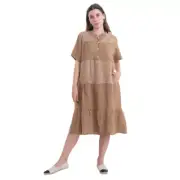 VERA MAY 6037 CAMEL ITALIAN LINEN DRESS