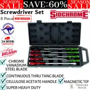 Sidchrome Screwdriver Set Tool Repair Magnetic Thru-Tang Screw Driver 8 Pcs Kit